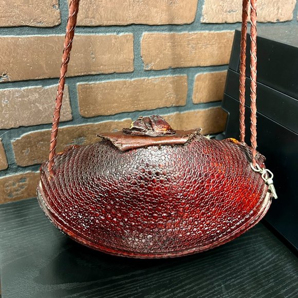 VINTAGE REAL ARMADILLO PURSE 1930’S-1940’S ERA ART BAG - Picture 5 of 10